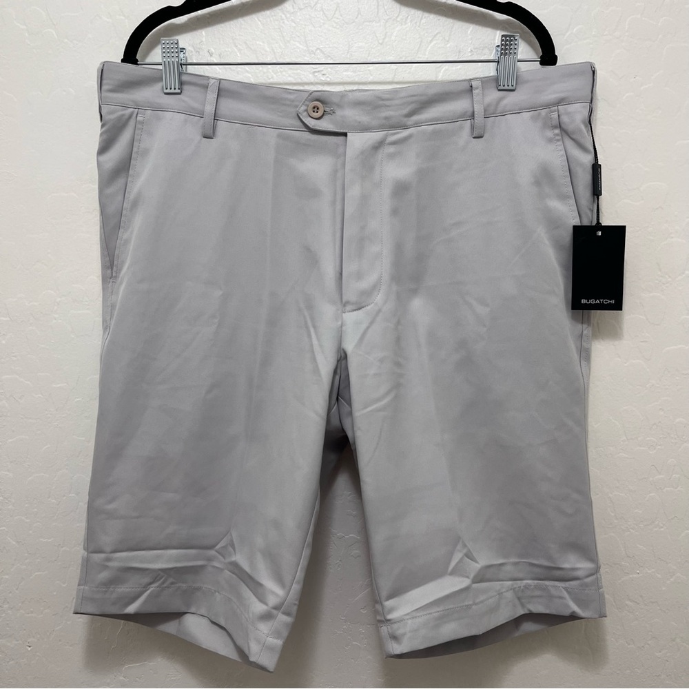 Bugatchi Men’s Gray Flat Front Shorts Size 35 Golf Performance